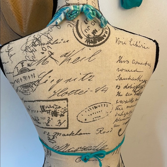 Bambu | Teal and Leaf Print Bikini Set Size Medium - Picture 4 of 8